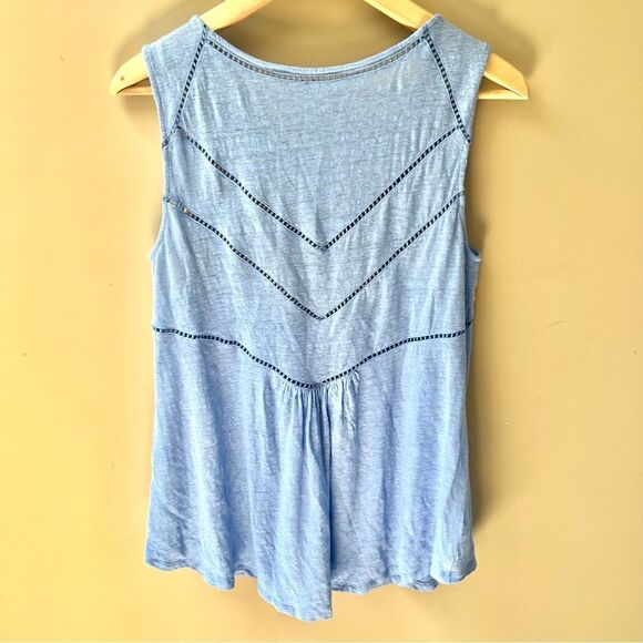 Sundance New Cantina Tank Top Medium Blue Embroidered Linen - Picture 5 of 6